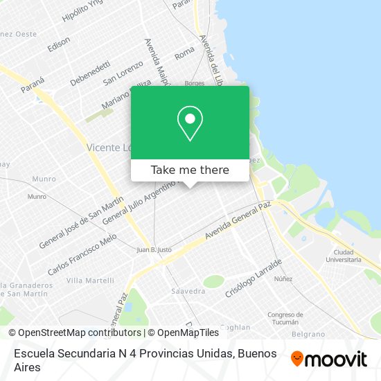 Mapa de Escuela Secundaria N 4 Provincias Unidas