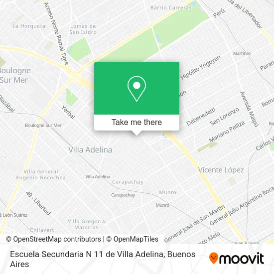 Mapa de Escuela Secundaria N 11 de Villa Adelina