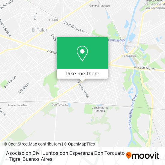 Mapa de Asociacion Civil Juntos con Esperanza Don Torcuato - Tigre