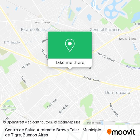 Mapa de Centro de Salud Almirante Brown Talar - Municipio de Tigre