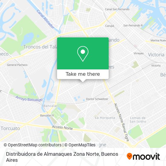 Mapa de Distribuidora de Almanaques Zona Norte