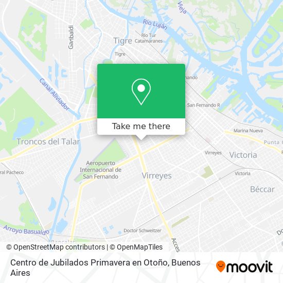 Mapa de Centro de Jubilados Primavera en Otoño