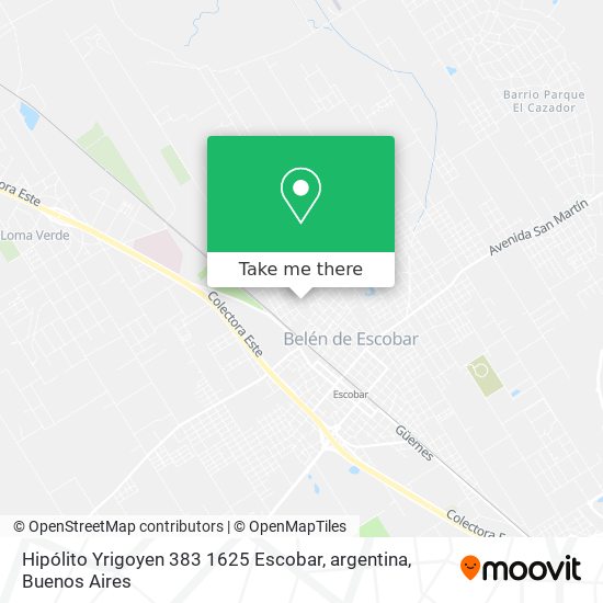 Mapa de Hipólito Yrigoyen 383 1625 Escobar, argentina