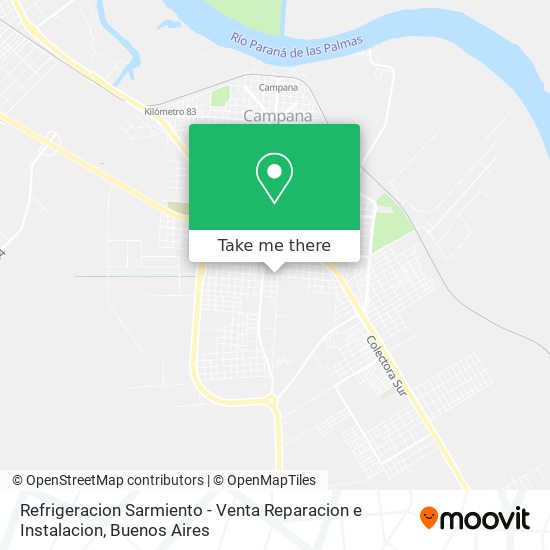 Refrigeracion Sarmiento - Venta Reparacion e Instalacion map