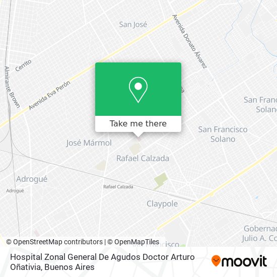 Mapa de Hospital Zonal General De Agudos Doctor Arturo Oñativia