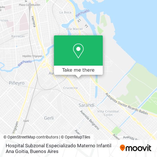 Mapa de Hospital Subzonal Especializado Materno Infantil Ana Goitia