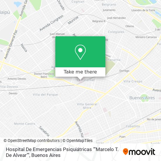 Mapa de Hospital De Emergencias Psiquiátricas ""Marcelo T. De Alvear""