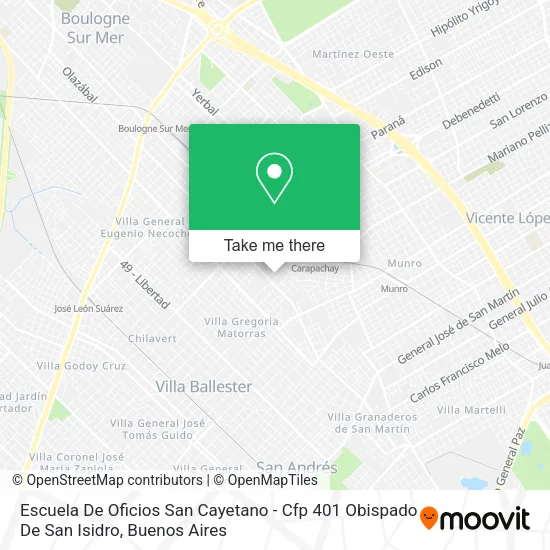 Escuela De Oficios San Cayetano - Cfp 401 Obispado De San Isidro map