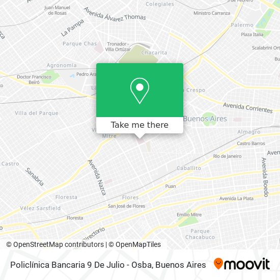 Mapa de Policlínica Bancaria 9 De Julio - Osba