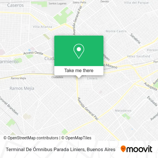 Mapa de Terminal De Ómnibus Parada Liniers