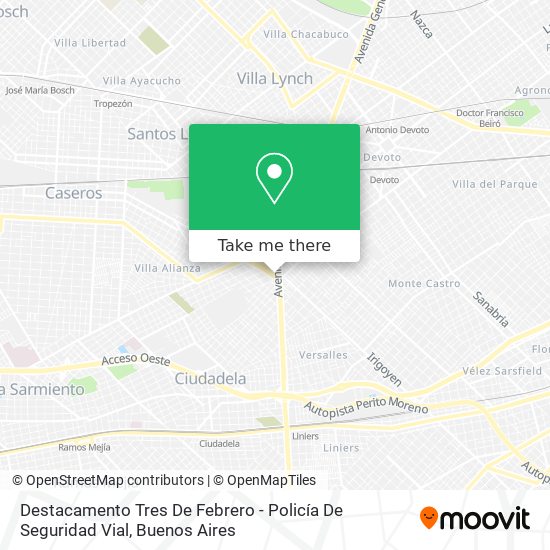 Destacamento Tres De Febrero - Policía De Seguridad Vial map