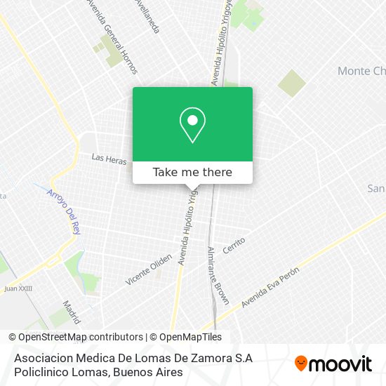 Mapa de Asociacion Medica De Lomas De Zamora S.A Policlinico Lomas