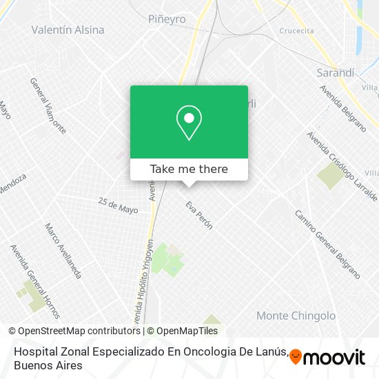 Mapa de Hospital Zonal Especializado En Oncologia De Lanús