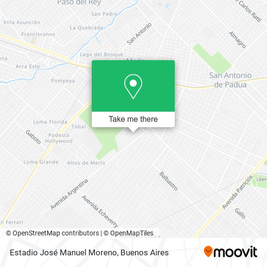 Mapa de Estadio José Manuel Moreno