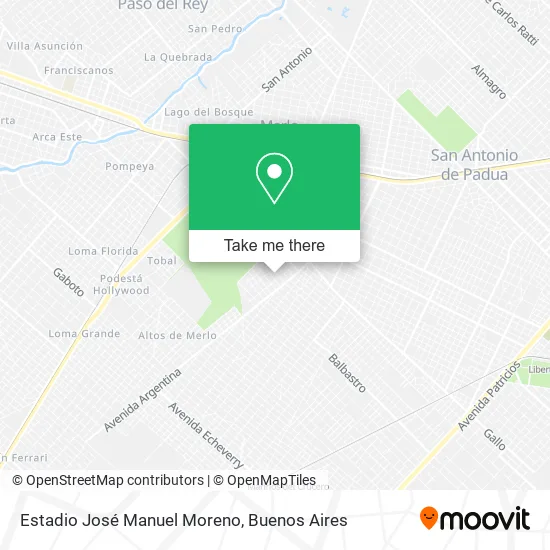 Mapa de Estadio José Manuel Moreno