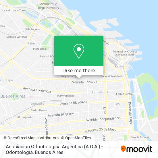 Asociación Odontológica Argentina (A.O.A.) - Odontología map