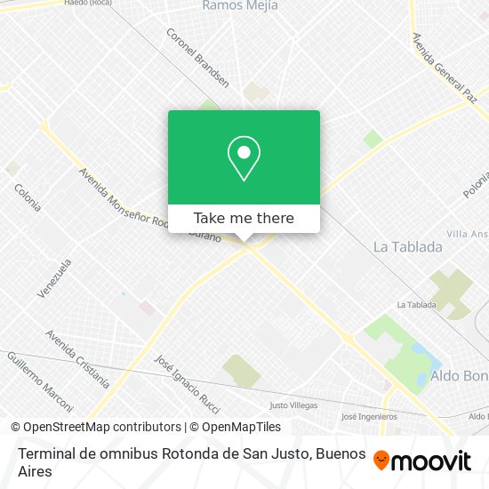 Mapa de Terminal de omnibus Rotonda de San Justo