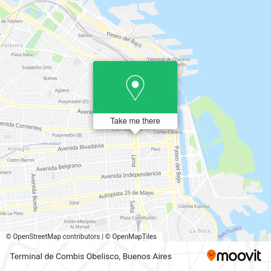 Mapa de Terminal de Combis Obelisco
