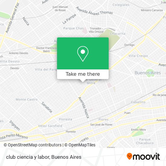 How to get to club ciencia y labor in Distrito Federal by Colectivo, Train  or Subte?