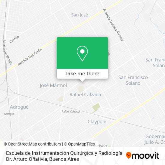 Mapa de Escuela de Instrumentación Quirúrgica y Radiología Dr. Arturo Oñativia