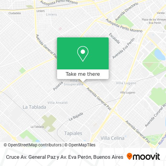 Cruce Av. General Paz y Av. Eva Perón map