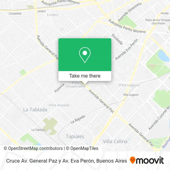 Mapa de Cruce Av. General Paz y Av. Eva Perón