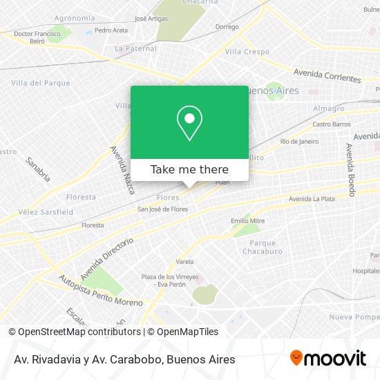 Av. Rivadavia y Av. Carabobo map