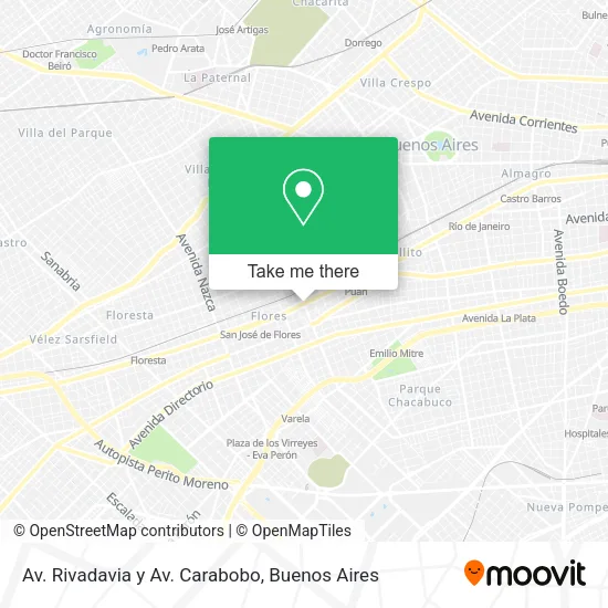 Mapa de Av. Rivadavia y Av. Carabobo