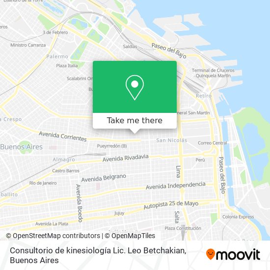 Consultorio de kinesiología Lic. Leo Betchakian map
