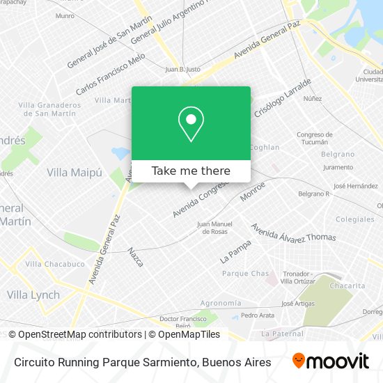 Mapa de Circuito Running Parque Sarmiento