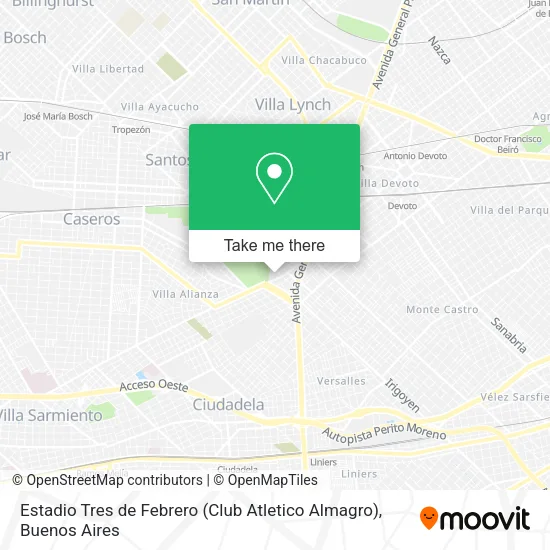 Mapa de Estadio Tres de Febrero (Club Atletico Almagro)