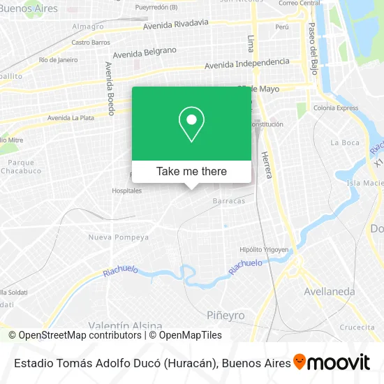 Mapa de Estadio Tomás Adolfo Ducó (Huracán)