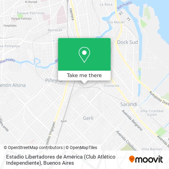 How to get to Estadio Libertadores de América (Club Atlético Independiente)  in Avellaneda by Colectivo, Train or Subte?