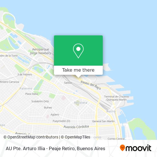 AU Pte. Arturo Illia - Peaje Retiro map