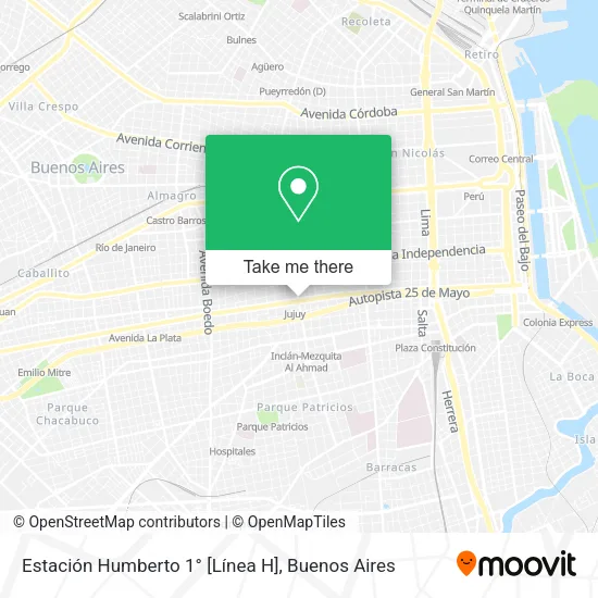 Mapa de Estación Humberto 1° [Línea H]