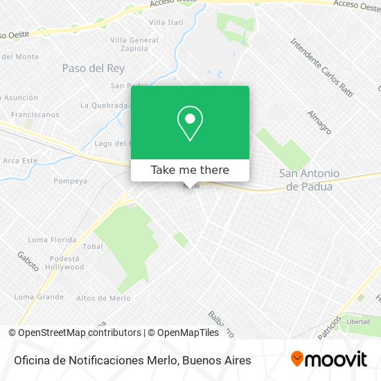Mapa de Oficina de Notificaciones Merlo