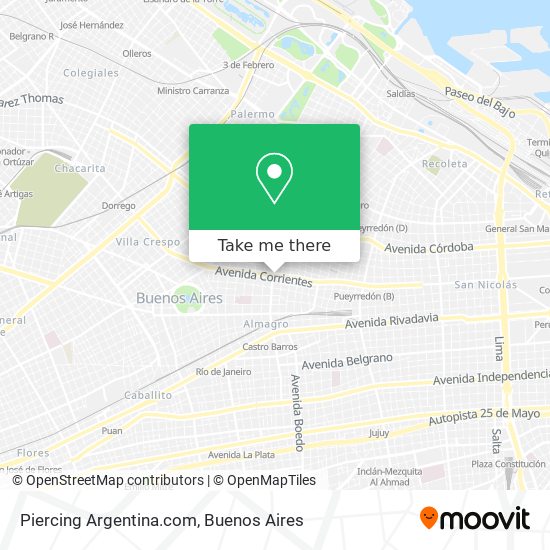 Piercing Argentina.com map