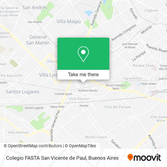 Colegio FASTA San Vicente de Paul map