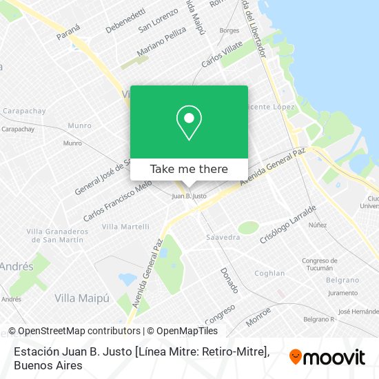 Mapa de Estación Juan B. Justo [Línea Mitre: Retiro-Mitre]