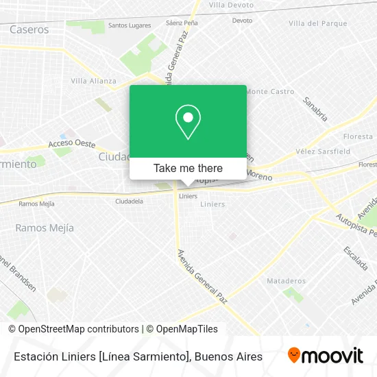 Mapa de Estación Liniers [Línea Sarmiento]