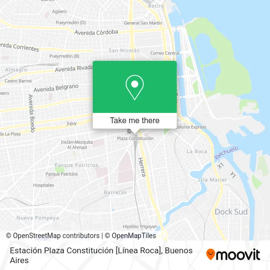 Mapa de Estación Plaza Constitución [Línea Roca]