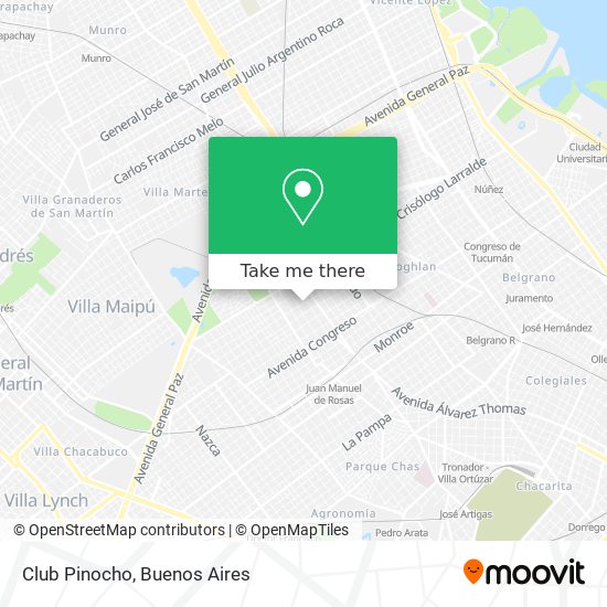 How to get to Club Pinocho in Distrito Federal by Colectivo, Train or Subte?