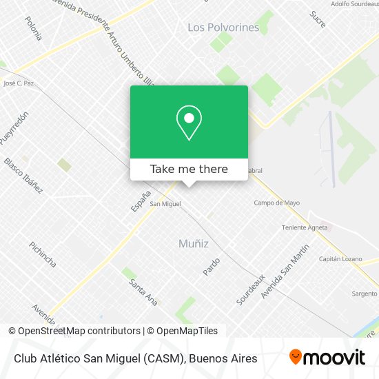 How to get to Club Atlético San Miguel (CASM) in General Sarmiento by  Colectivo or Train?