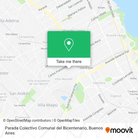 Mapa de Parada Colectivo Comunal del Bicentenario