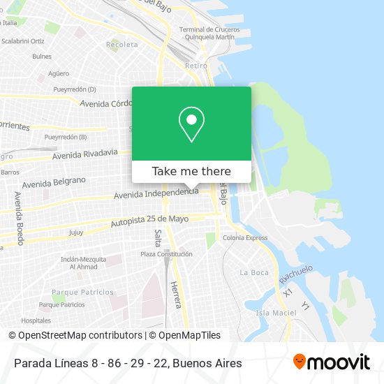 Mapa de Parada Líneas 8 - 86 - 29 - 22