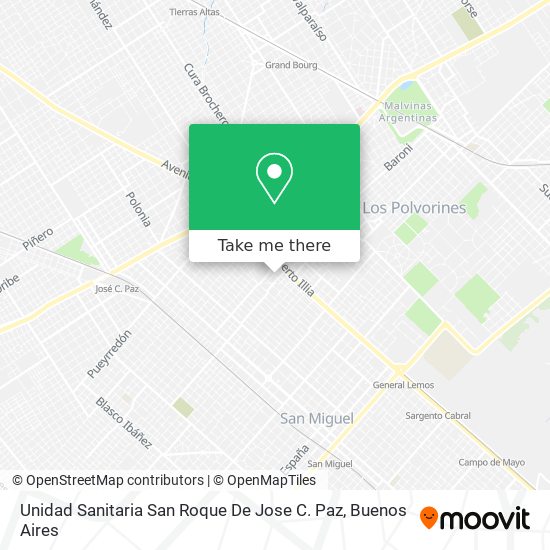 Mapa de Unidad Sanitaria San Roque De Jose C. Paz