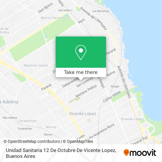 Unidad Sanitaria 12 De Octubre De Vicente Lopez map