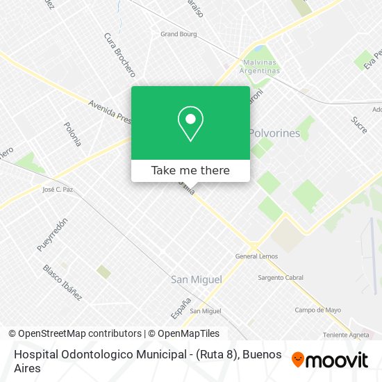 Mapa de Hospital Odontologico Municipal - (Ruta 8)