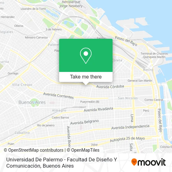 Mapa de Universidad De Palermo - Facultad De Diseño Y Comunicación