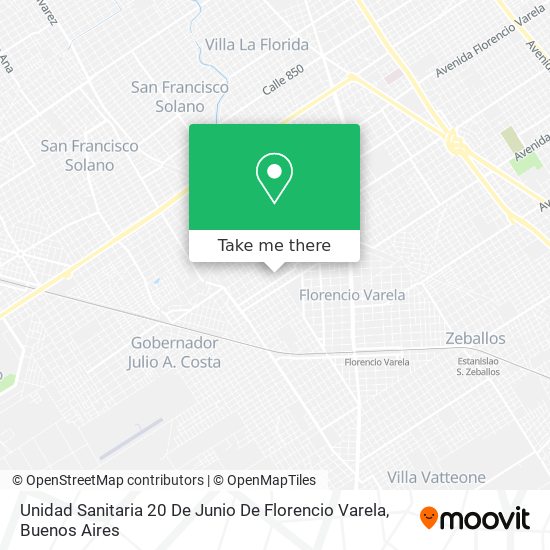 Mapa de Unidad Sanitaria 20 De Junio De Florencio Varela